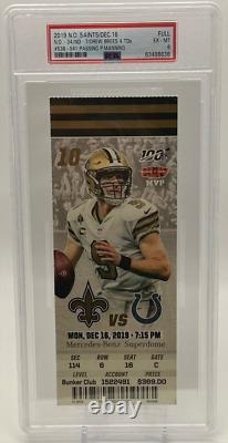 12/16 2019 Drew Brees 4 TDs Passing Manning New Orleans Saints Ticket PSA POP 3