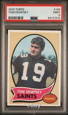 1970 Topps Tom Dempsey #140 New Orleans Saints PSA 9 MINT