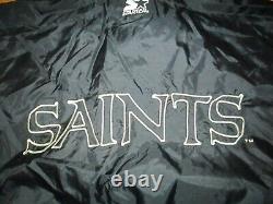 1990s Vtg New Orleans Saints Retractable Hoodie Starter Wind Breaker jacket L