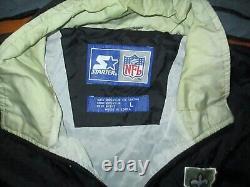 1990s Vtg New Orleans Saints Retractable Hoodie Starter Wind Breaker jacket L