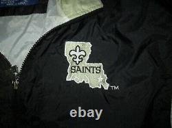 1990s Vtg New Orleans Saints Retractable Hoodie Starter Wind Breaker jacket L