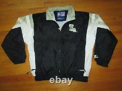 1990s Vtg New Orleans Saints Retractable Hoodie Starter Wind Breaker jacket L