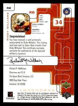 1999 SP Signature Autographs #RW Ricky Williams ON CARD Auto Saints