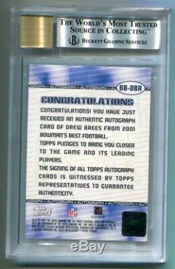 2001 Bowman's Best Drew Brees Autograph RC BGS 9 Mint Saints (CBF)