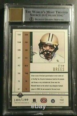 2001 Drew Brees AUTO Rookie 180/199 Pacific Dynagon Refractor #102 BGS 8.5 / 10