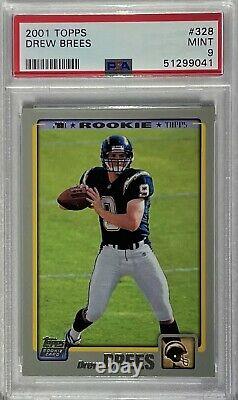 2001 Drew Brees Topps #328 Rookie Card RC PSA 9 Mint New Label