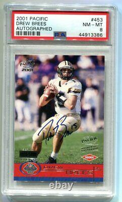 2001 Pacific Drew Brees Auto RC 833/1000 PSA 8 NM-MT Saints (CBF)