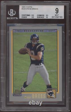 2001 Topps #328 Drew Brees Saints RC Rookie BGS 9 Mint with 10 Subgrade