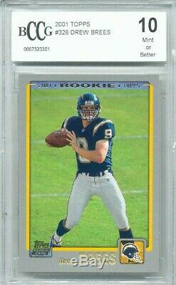 2001 Topps Drew Brees Rookie Graded BCCG 10