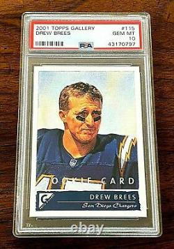 2001 Topps Gallery Rookie Card #115 Drew Brees RC PSA 10 Gem Mint