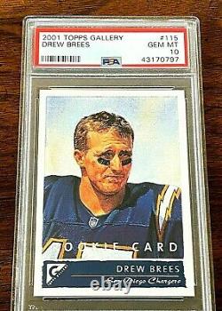 2001 Topps Gallery Rookie Card #115 Drew Brees RC PSA 10 Gem Mint