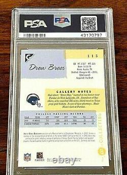 2001 Topps Gallery Rookie Card #115 Drew Brees RC PSA 10 Gem Mint