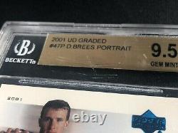 2001 UD Graded Drew Brees Rookie Card RC Portrait #/500 BGS 9.5 GEM MINT Read