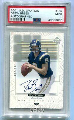 2001 UD Ovation Drew Brees Auto RC 249/250 PSA 9 Mint (CBF)