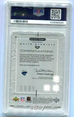 2001 UD Ovation Drew Brees Auto RC 249/250 PSA 9 Mint (CBF)