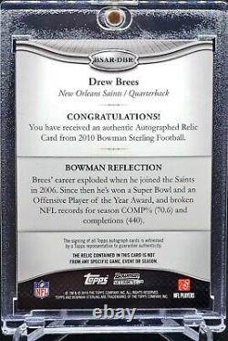 2010 Bowman Sterling Drew Brees Patch Auto New Orleans Saints Legend