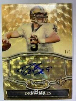 2010 Bowman Sterling Football Supefractor Auto Autograph card Drew Brees #1/1
