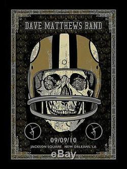 2010 Dave Matthews Band New Orleans Saints Helmet Skull NFL Concert Poster 9/9ap
