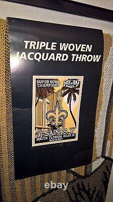 2010 New Orleans Saints SUPER BOWL XLIV Champions TRIPLE JACQUARD THROW Blanket