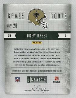 2012 Drew Brees Playbook Grass Roots Reebok 1/1 Game Worn