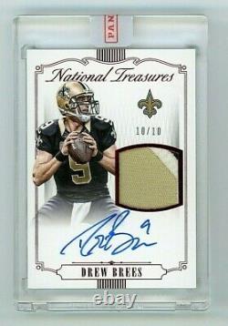 2015 Panini National Treasures Drew Brees Auto Patch #/10 Game Used Autograph SP