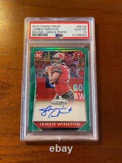 2015 Panini Prizm Jameis Winston Rke. Signatures Green Prizm RC 6/50 PSA 10