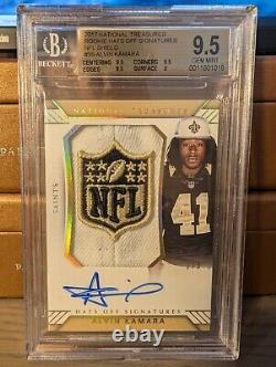 2017 Panini National Treasures Alvin Kamara Rookie Hat Auto NFL Shield /3