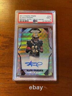 2017 Panini Prizm Alvin Kamara Rookie Auto Blue Wave RC 94/149 PSA 9