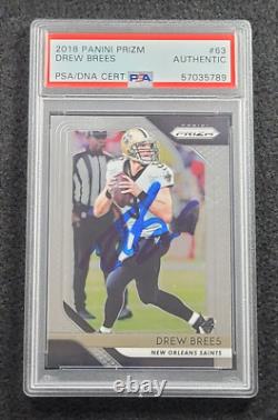 2018 DREW BREES Signed Panini Prizm Football Card-NEW ORLEANS SAINTS-PSA