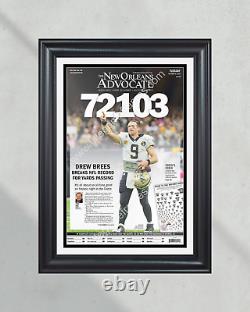 2018 Drew Brees New Orleans Saints Record Breaking Framed Front Page Newspaper P