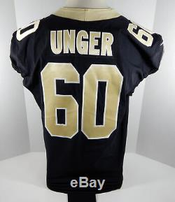 2018 New Orleans Saints Max Unger #60 Game Issued Black Jersey Benson Patch