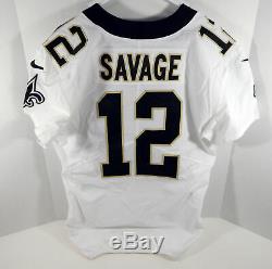 2018 New Orleans Saints Tom Savage #12 Game Issued White Jersey Benson Patch