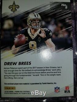 2018 Panini Day Drew Brees 1/1 Jersey Tag