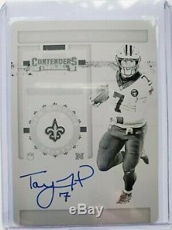 2019 Contenders Taysom Hill Auto Printing Plate 1 of 1 New Orleans Saints