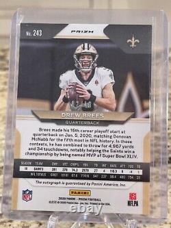 2020 Panini Prizm Drew Brees Prizm Blue Auto #/10! #243 SSP Saints WOW