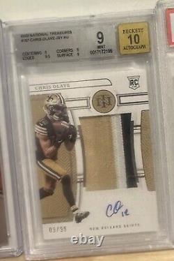 2022 CHRIS OLAVE RPA /99 national treasures New Orleans Saints Beckett 9 Auto 10