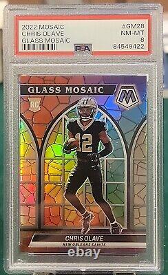 2022 Chris Olave Glass Mosaic RC #GM28 Case Hit SSP RC New Orleans Saints PSA 8