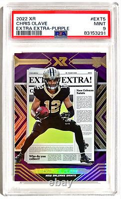 2022 Panini XR Chris Olave Purple RC 19/25 Extra Extra PSA 9 New Orleans Saints