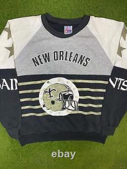 80s New Orleans Saints All Over Print Vintage NFL Sweatshirt (Large)