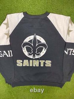 80s New Orleans Saints All Over Print Vintage NFL Sweatshirt (Large)