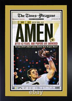 AMEN! New Orleans Saints 1st Super Bowl Championship XLIV 44 Framed Newspaper
