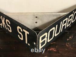 AUTHENTIC VINTAGE NEW ORLEANS BOURBON & BARRACKS ST. FRENCH QUARTER SIGNS, 1970s