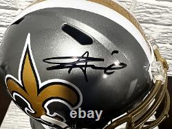 Alvin Kamara Signed New Orleans Saints Fullsize Flash Speed Helmet Beckett COA