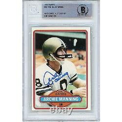 Archie Manning New Orleans Saints Auto 1980 Topps Football BAS Auth Autograph