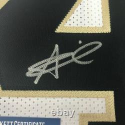 Autographed/Signed ALVIN KAMARA New Orleans White Football Jersey Beckett COA