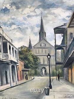 Bourbon St View Of St Louis Cathedral New Orleans Painting By Harold Quistgaard