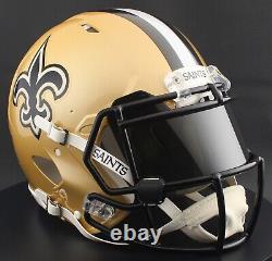 CUSTOM NEW ORLEANS SAINTS Full Size NFL Riddell SPEED Football Helmet