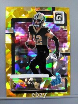 Chris Olave 2022 Donruss Optic Preview Gold Cracked Ice Rookie /10 Saints RC