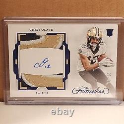 Chris Olave 2022 Flawless Blue Rookie Dual Patch Auto #8/10 New Orleans Saints