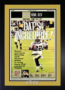 DATS INCREDIBLE! New Orleans Saints Super Bowl XLIV 44 Framed Newspaper